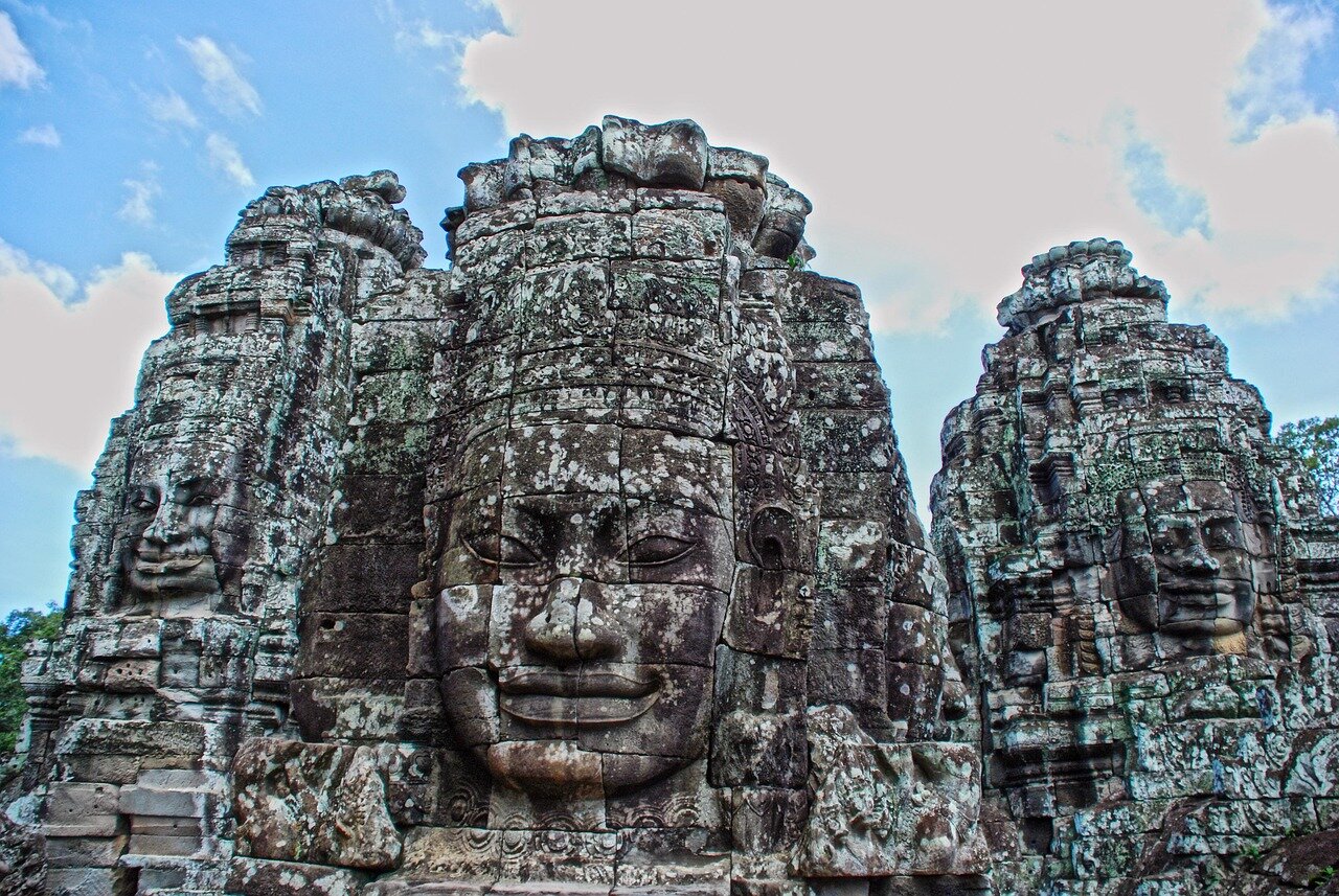 Face Statues at Angkor Thom Temple, Cambodia